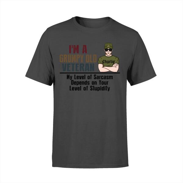 I'm a Grumpy Old Veteran - Personalized Gifts Custom Army Veteran Shirt for Grandpa for Dad, Army Veteran