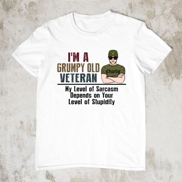 I'm a Grumpy Old Veteran - Personalized Gifts Custom Army Veteran Shirt for Grandpa for Dad, Army Veteran