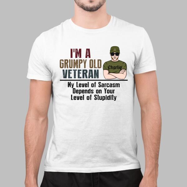 I'm a Grumpy Old Veteran - Personalized Gifts Custom Army Veteran Shirt for Grandpa for Dad, Army Veteran