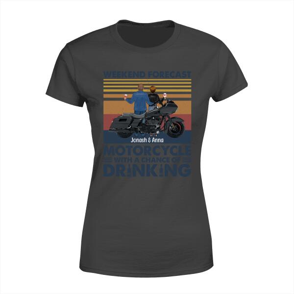 Personalized Shirt, Weekend Forecast Motorcyle With A Chance Of Drinking, Gift For Motorcycle Lovers