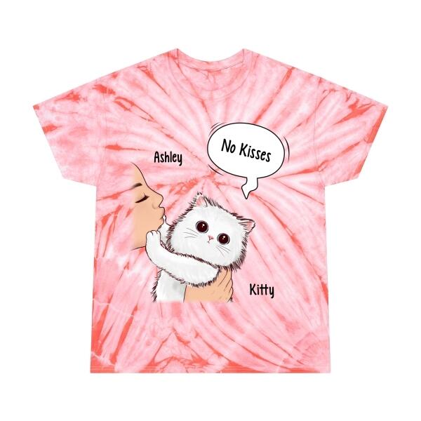 Personalized Tie-Dye Shirt, Cat No Kisses, Gift For Cat Lovers