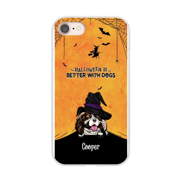 Personalized Phone Case, Halloween Spiderweb Gift for Dog Lovers