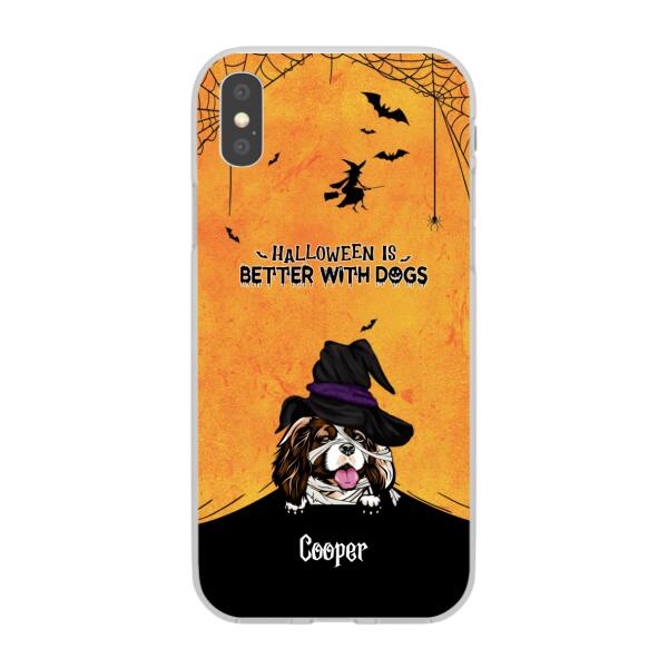 Personalized Phone Case, Halloween Spiderweb Gift for Dog Lovers