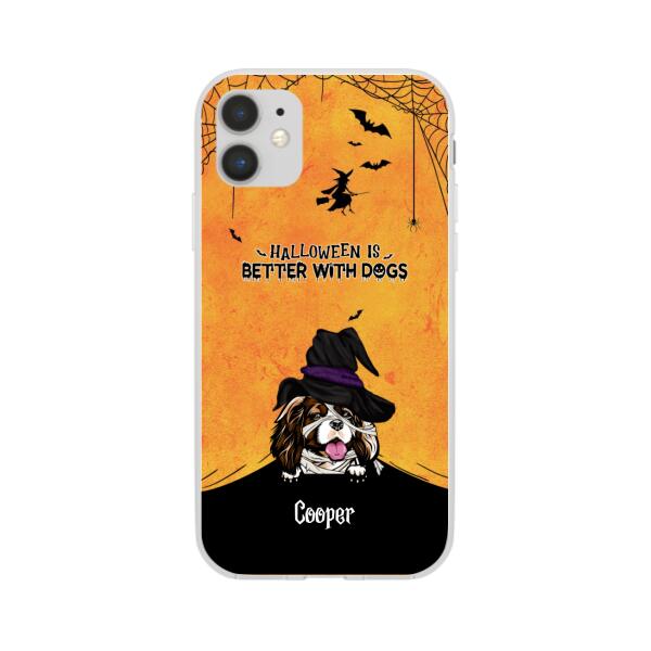 Personalized Phone Case, Halloween Spiderweb Gift for Dog Lovers