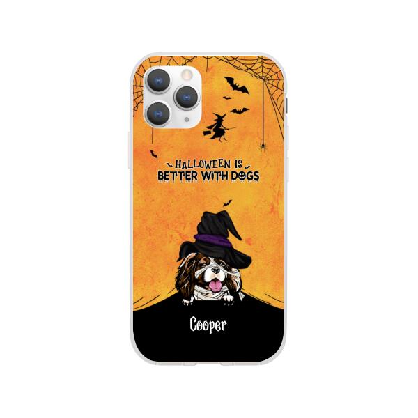 Personalized Phone Case, Halloween Spiderweb Gift for Dog Lovers