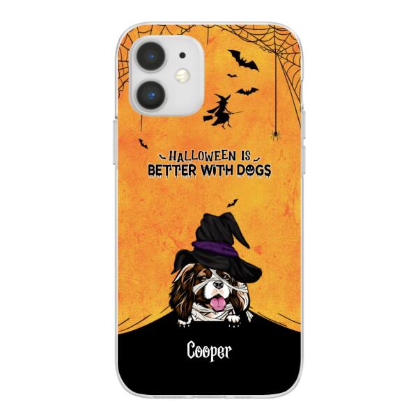 Personalized Phone Case, Halloween Spiderweb Gift for Dog Lovers