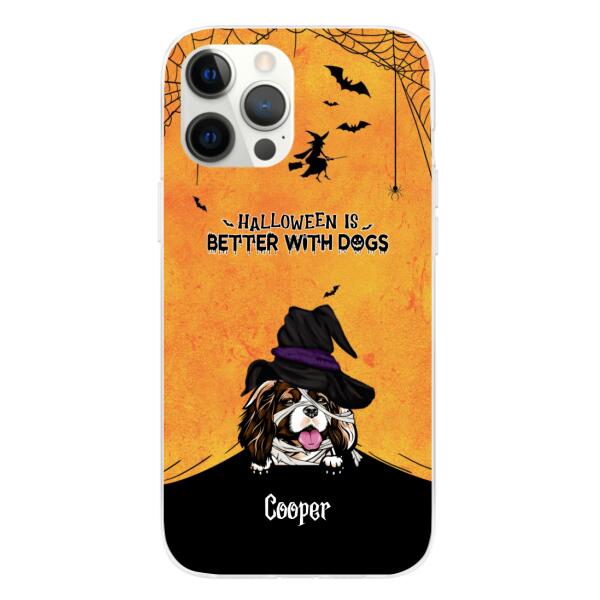 Personalized Phone Case, Halloween Spiderweb Gift for Dog Lovers