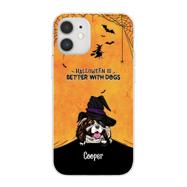 Personalized Phone Case, Halloween Spiderweb Gift for Dog Lovers