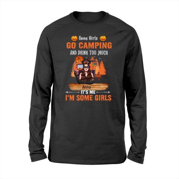 Personalized Shirt, Halloween Girl Likes Drinking & Camping, Halloween Gift for Drinkers, Campers