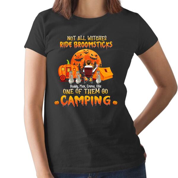 Personalized Shirt, Not All Witches Ride Boomsticks One Of Them Go Camping, Halloween Gifts For Campers, Dog Lovers