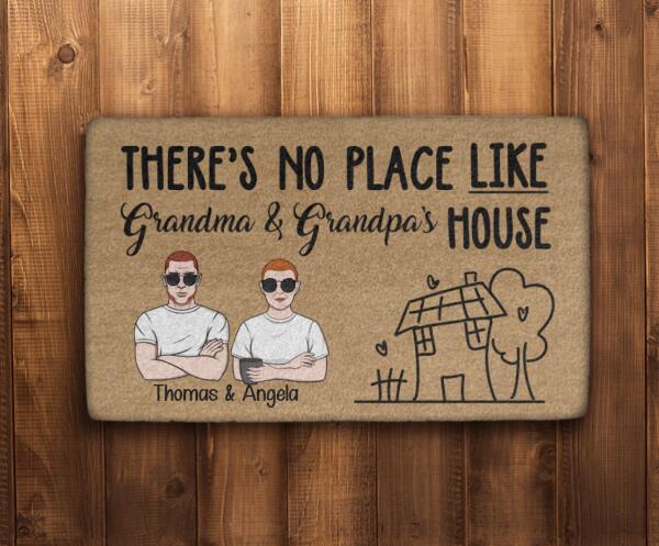 There's No Place Like House - Personalized Gifts Custom Family Door Sign for Grandparents, Family Gifts