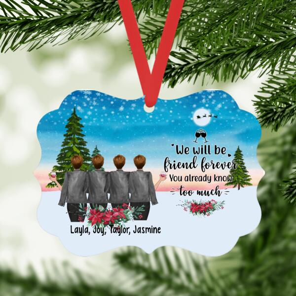 Personalized Metal Ornament, Up To 4 Girls, Christmas Sisters, Soul Sisters, Christmas Gift for Best Friends