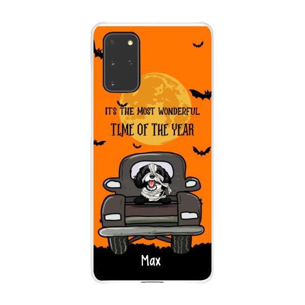 Personalized Phone Case, Pumpkin Truck, It's The Most Wonderful Time of The Year, Halloween Gift, Gift for Dog Lover