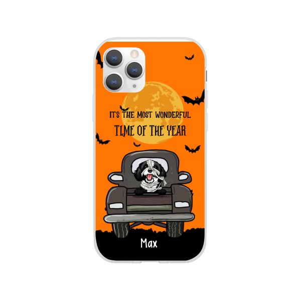 Personalized Phone Case, Pumpkin Truck, It's The Most Wonderful Time of The Year, Halloween Gift, Gift for Dog Lover