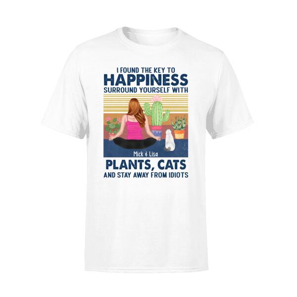 Personalized Shirt, Happiness With Plants And Pets, Gift For Yoga And Dog Lovers, Cat Lovers