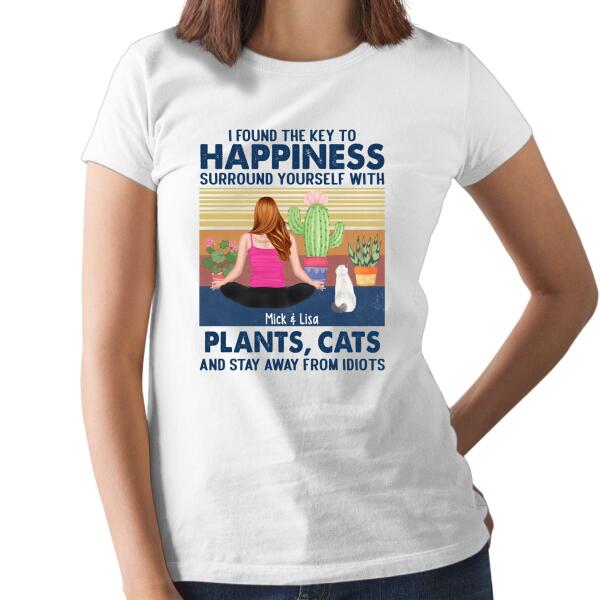 Personalized Shirt, Happiness With Plants And Pets, Gift For Yoga And Dog Lovers, Cat Lovers