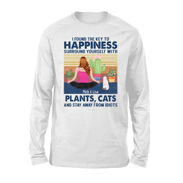 Personalized Shirt, Happiness With Plants And Pets, Gift For Yoga And Dog Lovers, Cat Lovers