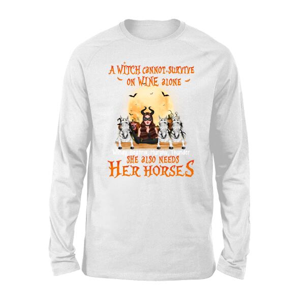 Personalized Shirt, Up To 3 Horses, Witch And Peeking Horses, Hallween Gift For Horse Lovers