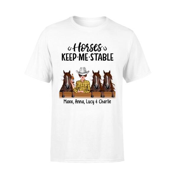 Personalized Shirt, Up To 3 Horses, A Girl With Peeking Horses, Gift For Horse Lovers