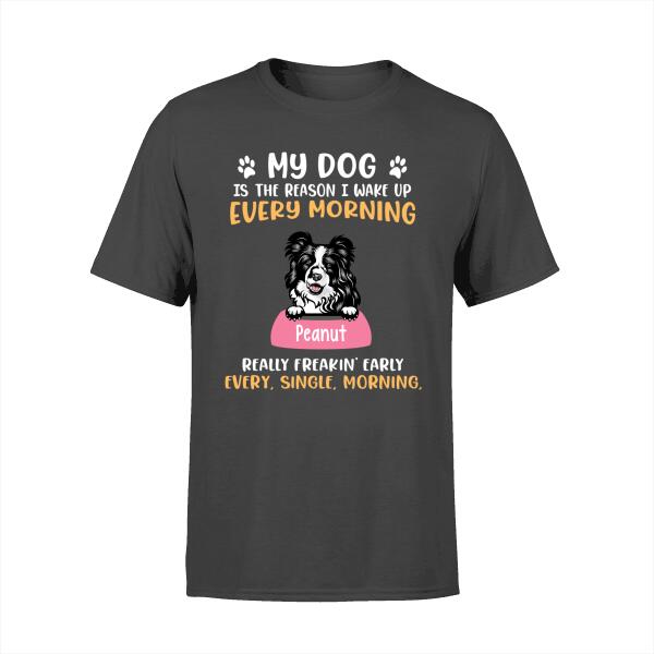 Personalized Shirt, Up To 5 Dogs, My Dogs Are The Reason I Wake Up, Gift For Dog Lovers