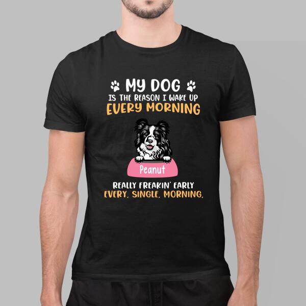 Personalized Shirt, Up To 5 Dogs, My Dogs Are The Reason I Wake Up, Gift For Dog Lovers