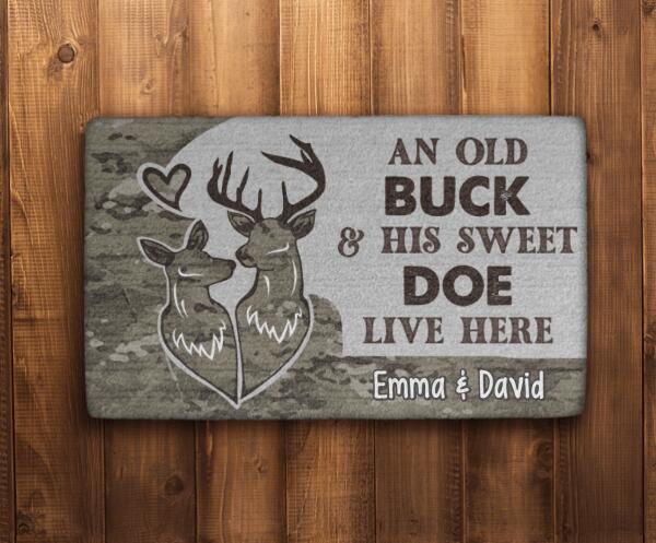 An Old Buck and His Sweet Doe - Personalized Gifts Custom Hunters Doormat for Couples, Hunters