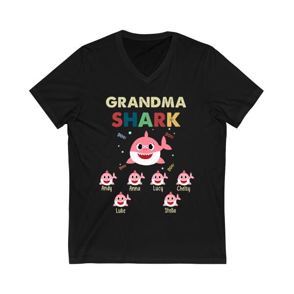 Grandma Shark Doo Doo Doo - Personalized Gifts Custom Shirt For Grandparent