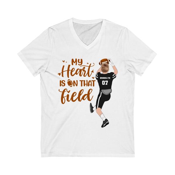 My Heart Is on That Field - Personalized Gifts Custom Football Shirt for Mom, Football Lovers