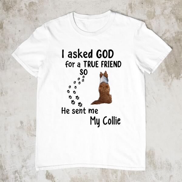 Personalized Shirt, I Asked God For A True Friend He Sent Me My Dogs, Gift For Dog Lovers