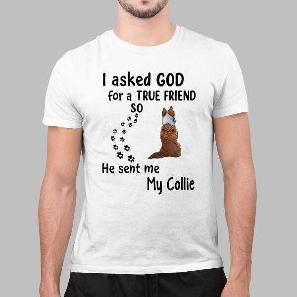 Personalized Shirt, I Asked God For A True Friend He Sent Me My Dogs, Gift For Dog Lovers