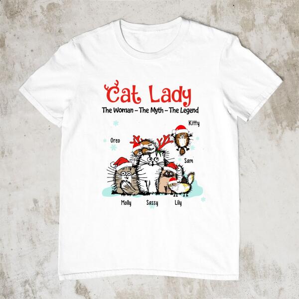 Personalized Shirt, Cat Lady The Woman The Myth The Legend, Christmas Gift for Cat Lovers