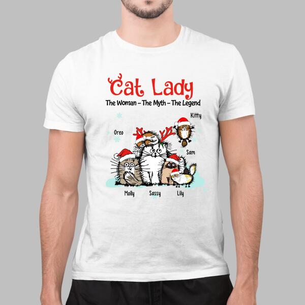 Personalized Shirt, Cat Lady The Woman The Myth The Legend, Christmas Gift for Cat Lovers