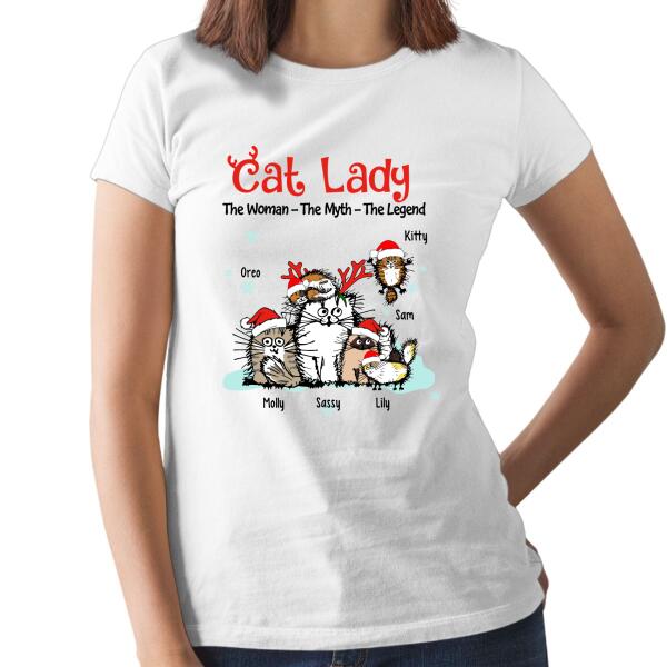 Personalized Shirt, Cat Lady The Woman The Myth The Legend, Christmas Gift for Cat Lovers