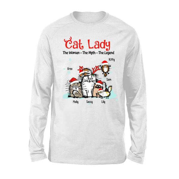 Personalized Shirt, Cat Lady The Woman The Myth The Legend, Christmas Gift for Cat Lovers