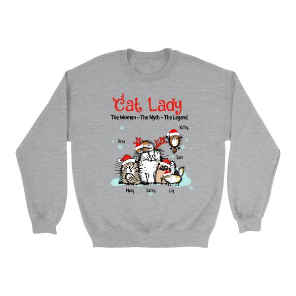 Personalized Shirt, Cat Lady The Woman The Myth The Legend, Christmas Gift for Cat Lovers