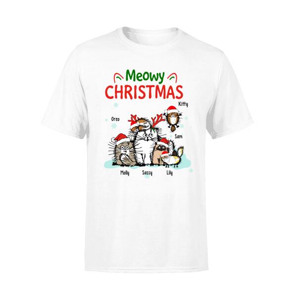 Personalized Shirt, Meowy Christmas, Gift for Cat Lovers