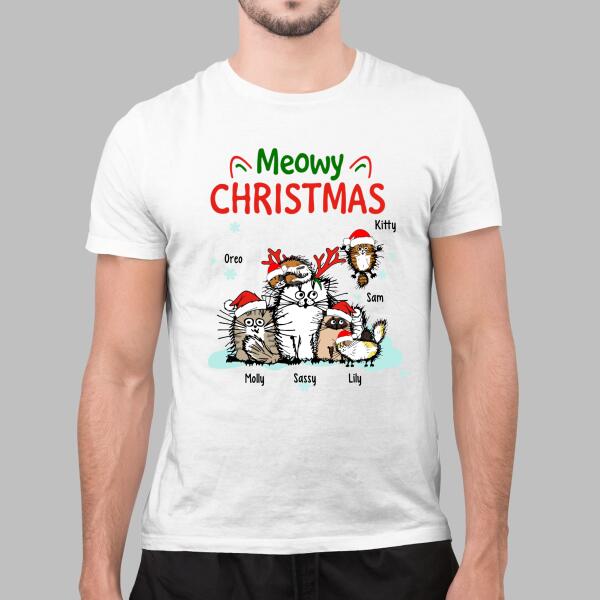 Personalized Shirt, Meowy Christmas, Gift for Cat Lovers