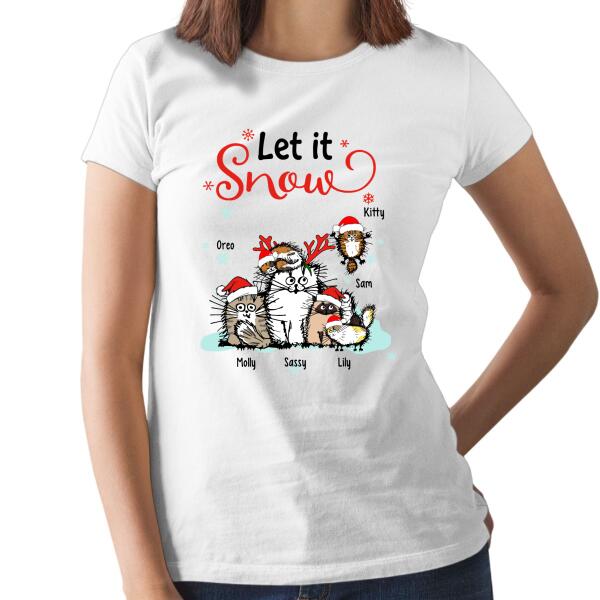 Personalized Shirt, Let It Snow, Christmas Gift for Cat Lovers