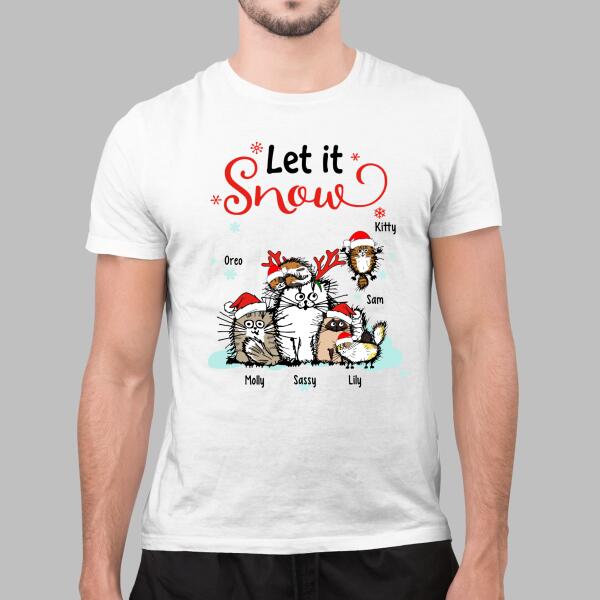 Personalized Shirt, Let It Snow, Christmas Gift for Cat Lovers