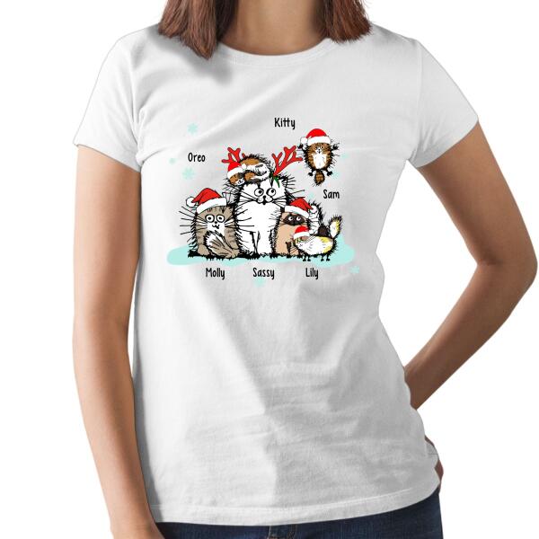 Personalized Shirt, Up to 6 Cats-Funny Cats, Christmas Gift for Cat Lovers