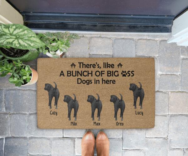 A Bunch of Big Dogs in Here - Personalized Gifts Custom Dog Doormat for Family, Dog Lovers
