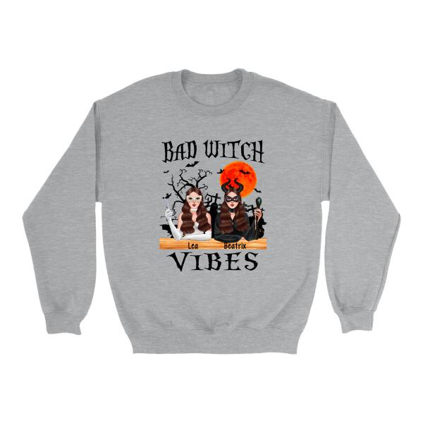 Personalized Shirt, Bad Witch Vibes, Halloween Gift For Best Friends, Sisters