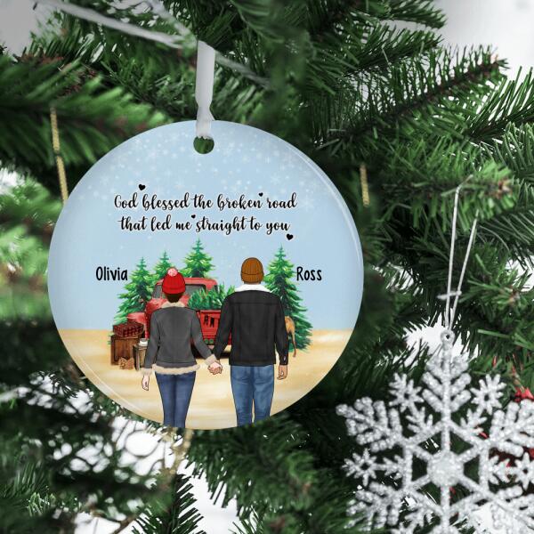 Personalized Ornament, Christmas Gift for Couples, All Hearts Come Home for Christmas, Couple with Truck