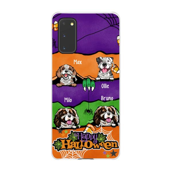 Personalized Phone Case, Up To 4 Dogs, Peeking Dogs Halloween, Halloween Gift For Dog Lovers