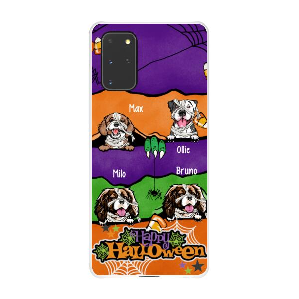 Personalized Phone Case, Up To 4 Dogs, Peeking Dogs Halloween, Halloween Gift For Dog Lovers