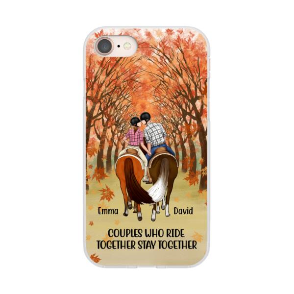 Personalized Phone Case, Horseback Riding Couple Holding Hand, Gift For Horse Lovers