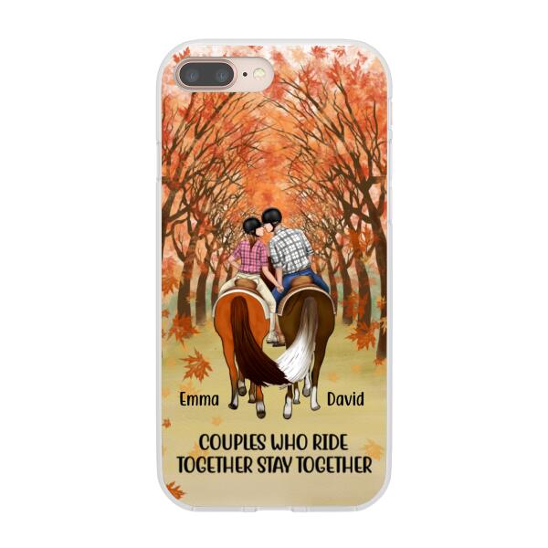 Personalized Phone Case, Horseback Riding Couple Holding Hand, Gift For Horse Lovers