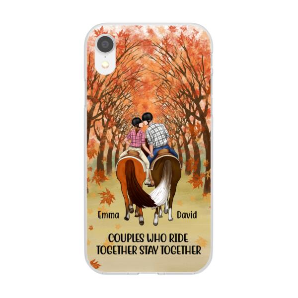 Personalized Phone Case, Horseback Riding Couple Holding Hand, Gift For Horse Lovers