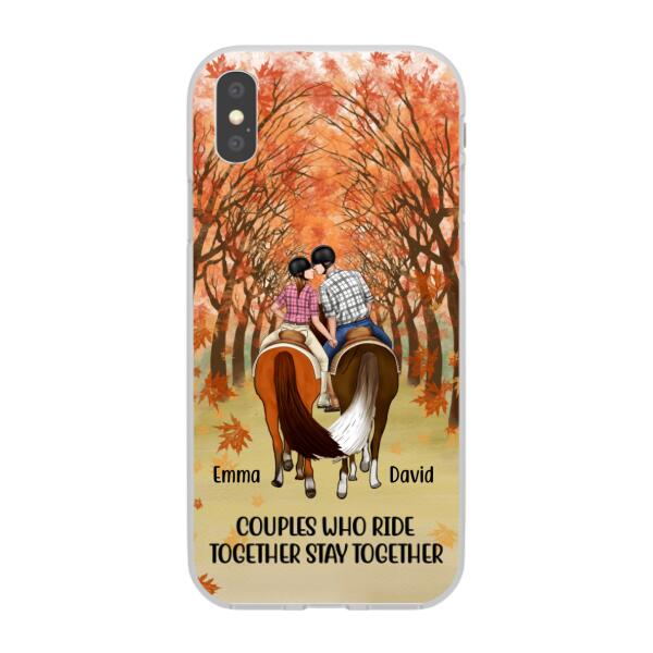 Personalized Phone Case, Horseback Riding Couple Holding Hand, Gift For Horse Lovers