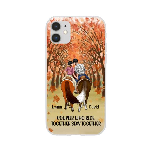 Personalized Phone Case, Horseback Riding Couple Holding Hand, Gift For Horse Lovers